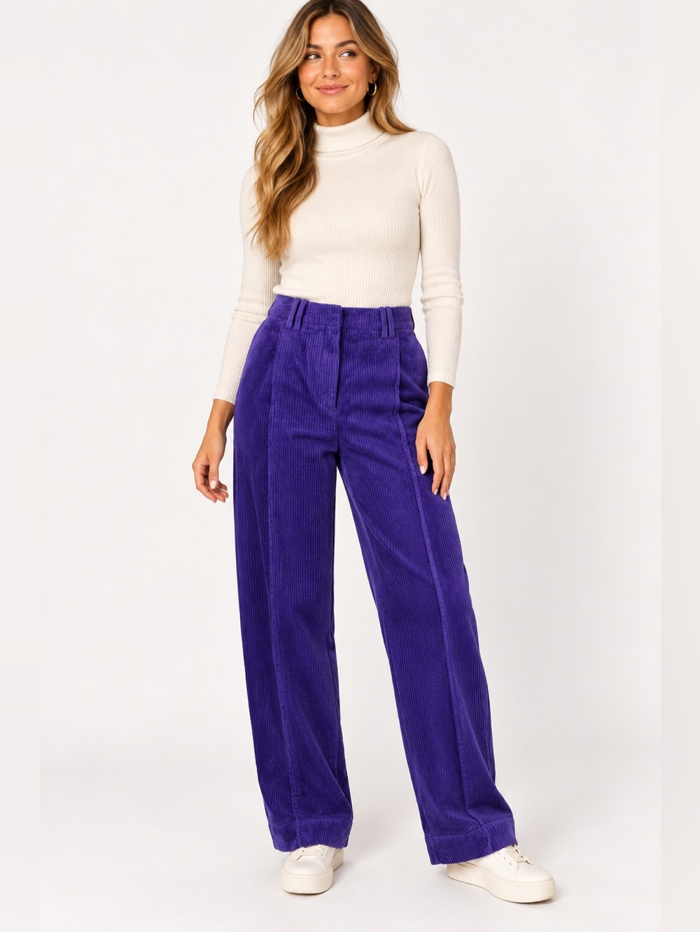 Ganni Simply Purple Relaxed Pleated Corduroy Pants Sz. 34
